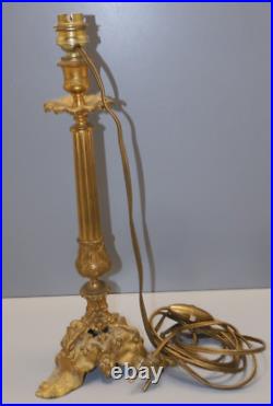 -BOUGEOIR BRONZE ART NOUVEAU Monté en PIED de LAMPE (réversible) déco D