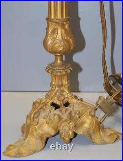 -BOUGEOIR BRONZE ART NOUVEAU Monté en PIED de LAMPE (réversible) déco D