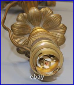 -BOUGEOIR BRONZE ART NOUVEAU Monté en PIED de LAMPE (réversible) déco D