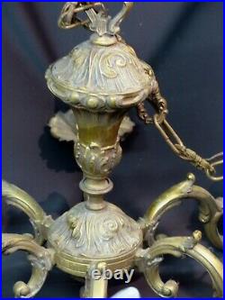 B 1930 superbe grand lustre plafonnier lampe bronze 62cm8kg style Louis Philippe