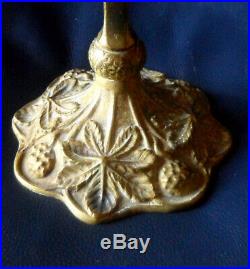 Beau pied de lampe Art Nouveau aux marrons en bronze Leleu Cayette Daum