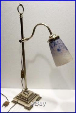 Belle LAMPE DE BUREAU Télescopique et Inclinable en Bronze et Pâte de verre