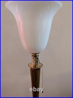 Belle lampe art déco MAZDA COULEUR TECK avec tulipe en opaline et en TRÈS bon ét