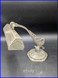 Belle lampe de piano notaire banquier art déco en bronze nickelé 1930 moderniste