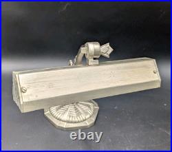 Belle lampe de piano notaire banquier art déco en bronze nickelé 1930 moderniste