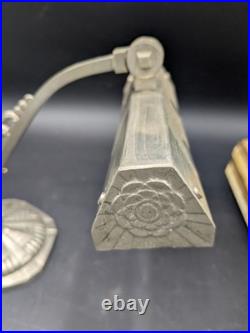 Belle lampe de piano notaire banquier art déco en bronze nickelé 1930 moderniste