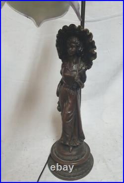 Belle lampe style art déco sculpture / statuette de femme élégante en zamak 58CM