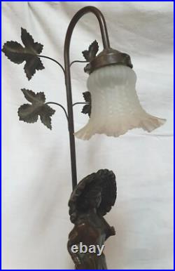 Belle lampe style art déco sculpture / statuette de femme élégante en zamak 58CM