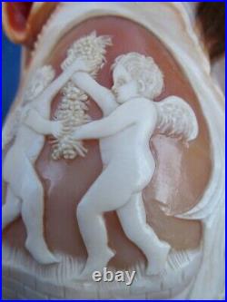 CAMEO SHELL LAMP LAMPE CAMÉE COQUILLAGE PUTTI D'AMOUR MARIAGE DANSE XXe