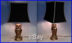 CHIC PAIRE DE LAMPES EN LAITON DORÉ HIBOU GILT OWL LAMP design 60's -70's