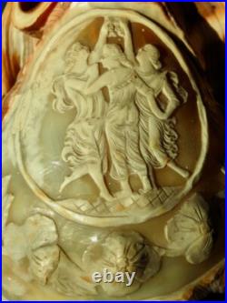 Cameo Shell Lamp Lampe Camée Coquillage Trois Graces Muses Hand Carved