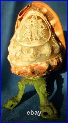 Cameo Shell Lamp Lampe Camée Coquillage Trois Graces Muses Hand Carved