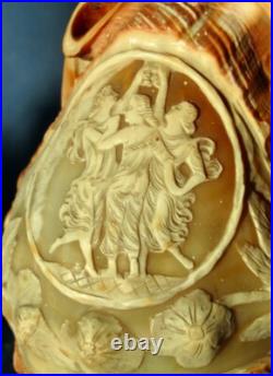 Cameo Shell Lamp Lampe Camée Coquillage Trois Graces Muses Hand Carved