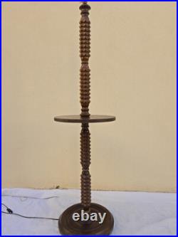 Charles Dudouyt Lampadaire Lampe Art Deco Moderniste Colonne Bois Tourné no Vis