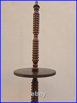 Charles Dudouyt Lampadaire Lampe Art Deco Moderniste Colonne Bois Tourné no Vis