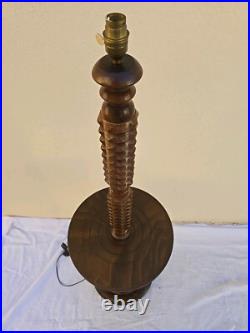 Charles Dudouyt Lampadaire Lampe Art Deco Moderniste Colonne Bois Tourné no Vis