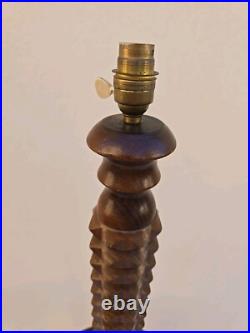 Charles Dudouyt Lampadaire Lampe Art Deco Moderniste Colonne Bois Tourné no Vis