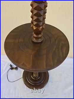 Charles Dudouyt Lampadaire Lampe Art Deco Moderniste Colonne Bois Tourné no Vis