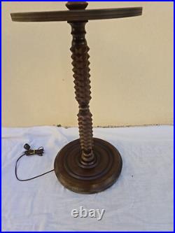 Charles Dudouyt Lampadaire Lampe Art Deco Moderniste Colonne Bois Tourné no Vis