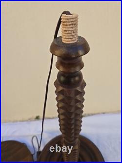 Charles Dudouyt Lampadaire Lampe Art Deco Moderniste Colonne Bois Tourné no Vis