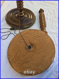 Charles Dudouyt Lampadaire Lampe Art Deco Moderniste Colonne Bois Tourné no Vis