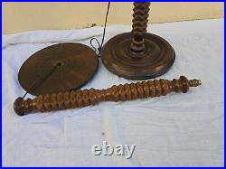 Charles Dudouyt Lampadaire Lampe Art Deco Moderniste Colonne Bois Tourné no Vis