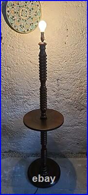 Charles Dudouyt Lampadaire Lampe Art Deco Moderniste Colonne Bois Tourné no Vis