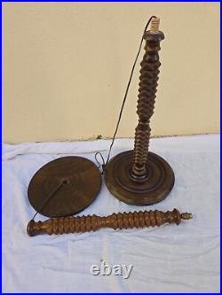 Charles Dudouyt Lampadaire Lampe Art Deco Moderniste Colonne Bois Tourné no Vis