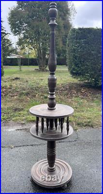 Charles Dudouyt Lampadaire Lampe Art Deco Moderniste Design Bois Tourné