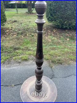 Charles Dudouyt Lampadaire Lampe Art Deco Moderniste Design Bois Tourné