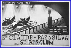 Circa 1935 rare Lampe Signée Claude Lumiere Paz & Silva dlg Perzel Art Déco