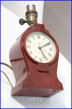 Cotna Electrique Pendulette & Lampe Art Deco Bakelite 1930