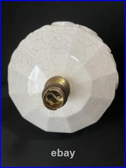 Craquelé Art Déco Imposant Pied De Lampe En Céramique A Décor De Fleurs Stylisé