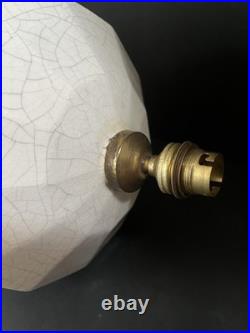 Craquelé Art Déco Imposant Pied De Lampe En Céramique A Décor De Fleurs Stylisé