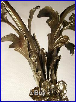 DAUM NANCY Lampe double art déco en bronze et tulipes nuagées 1920/1925