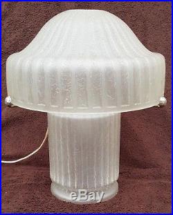DAUM NANCY SUPERBE LAMPE CHAMPIGNON ART DECO GÉOMÉTRIQUE ACIDE c. 1930