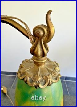 Daum? Nancy Lampe De Table Pate De Verre Bronze Art Nouveau/déco