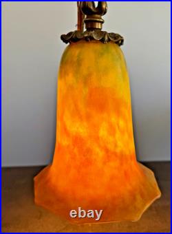 Daum? Nancy Lampe De Table Pate De Verre Bronze Art Nouveau/déco