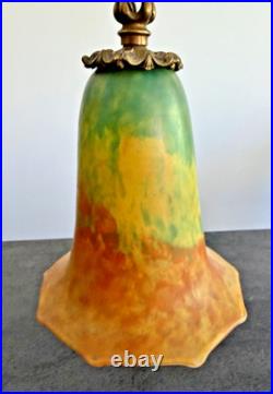 Daum? Nancy Lampe De Table Pate De Verre Bronze Art Nouveau/déco