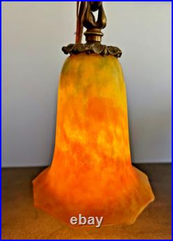 Daum? Nancy Lampe De Table Pate De Verre Bronze Art Nouveau/déco