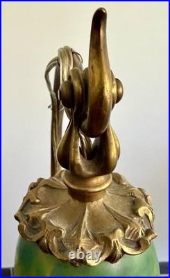 Daum? Nancy Lampe De Table Pate De Verre Bronze Art Nouveau/déco