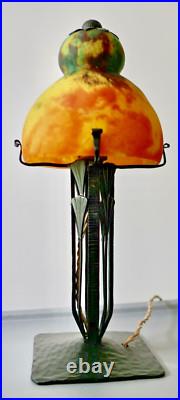 Daum? Nancy Lampe De Table Pate De Verre Fer Forgé Art Nouveau/déco