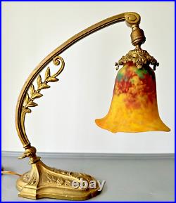 Daum? Nancy Pied Bronze Charles Ranc Lampe De Table Pate De Verre Art Nouveau