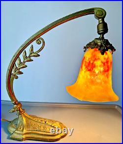 Daum? Nancy Pied Bronze Charles Ranc Lampe De Table Pate De Verre Art Nouveau