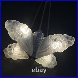 Deckenlampe Art déco Degué Lustre Suspendu 4 Lampes Vernickelt Argent