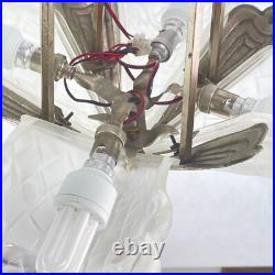 Deckenlampe Art déco Degué Lustre Suspendu 4 Lampes Vernickelt Argent