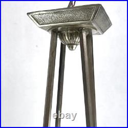 Deckenlampe Art déco Degué Lustre Suspendu 4 Lampes Vernickelt Argent