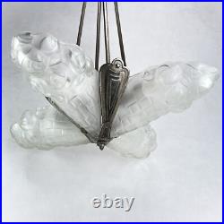 Deckenlampe Art déco Degué Lustre Suspendu 4 Lampes Vernickelt Argent