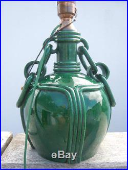 Emile Tessier lampe céramique émaillée vert opaline art déco vers 1930