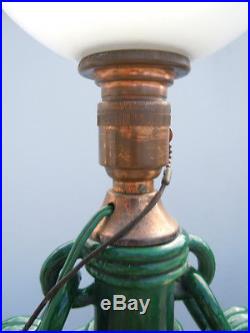 Emile Tessier lampe céramique émaillée vert opaline art déco vers 1930